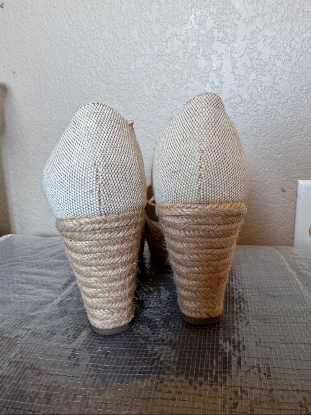 a new day Beige Canvas Wedge Sandals with Gold Zipper - Picture 3 of 4